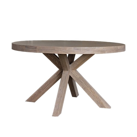 Natural Smoked Oak Round Dining Table Cross Legs 137cm