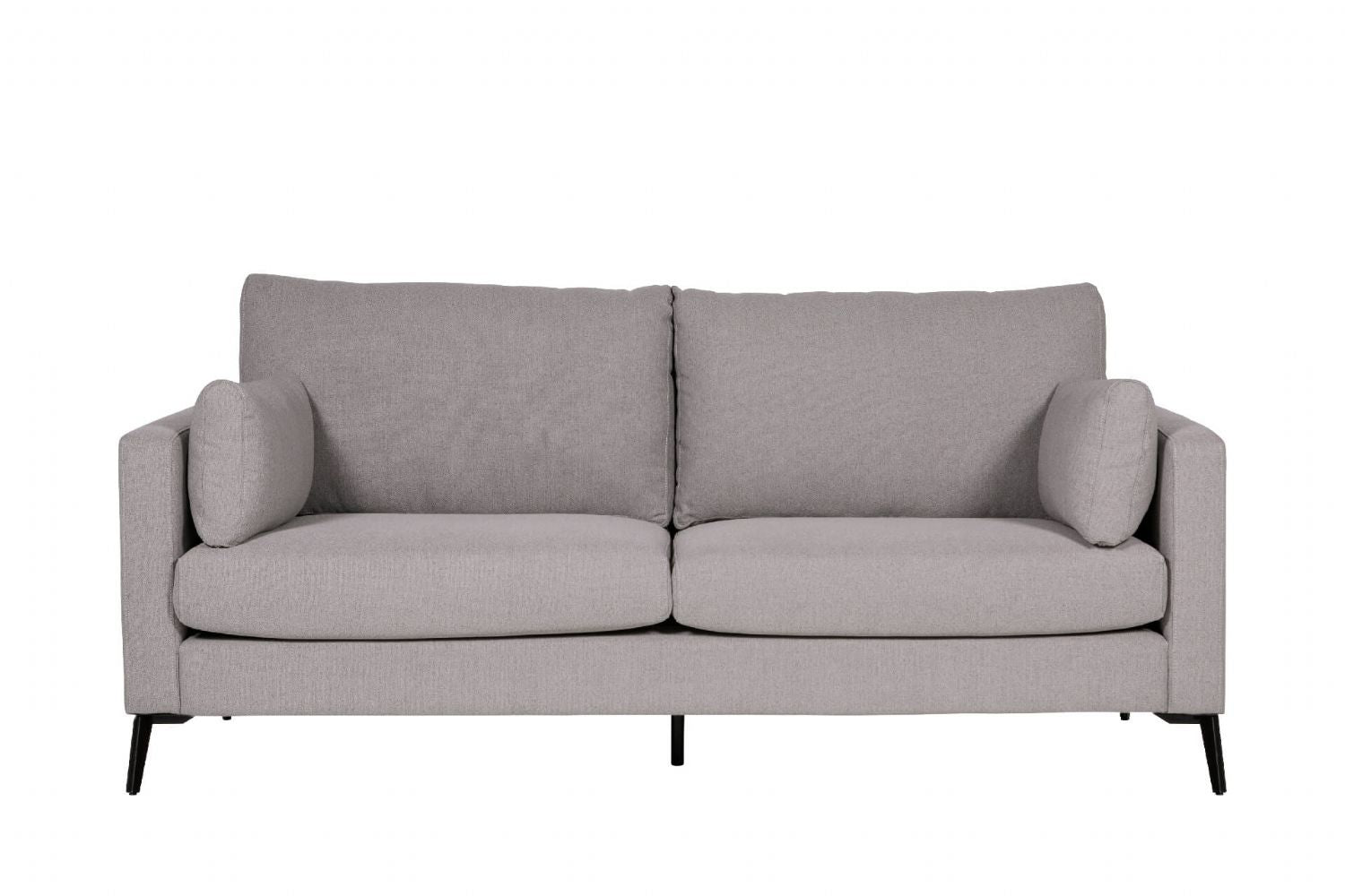Grey Woven Fabric 3 Seater Sofa with Black Metal Legs