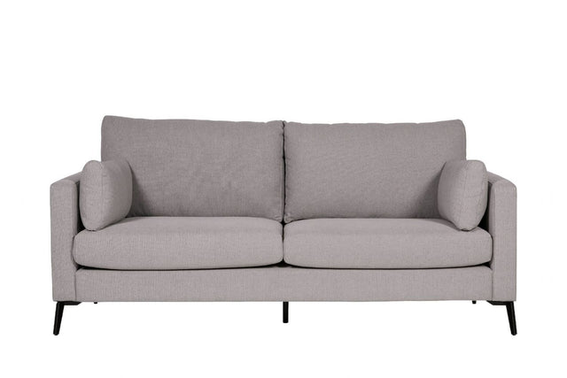 Grey Woven Fabric 3 Seater Sofa with Black Metal Legs