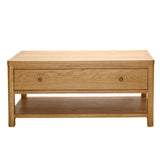 Natural Oak 1 Drawer Coffee Table with Lower Self