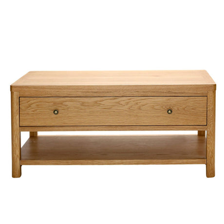 Natural Oak 1 Drawer Coffee Table with Lower Self