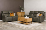 Ash Leather Electric Power Recliner 3 Seater Sofa
