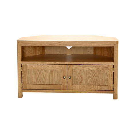 Natural Oak 2 Drawer Media TV Unit with Metal Handles