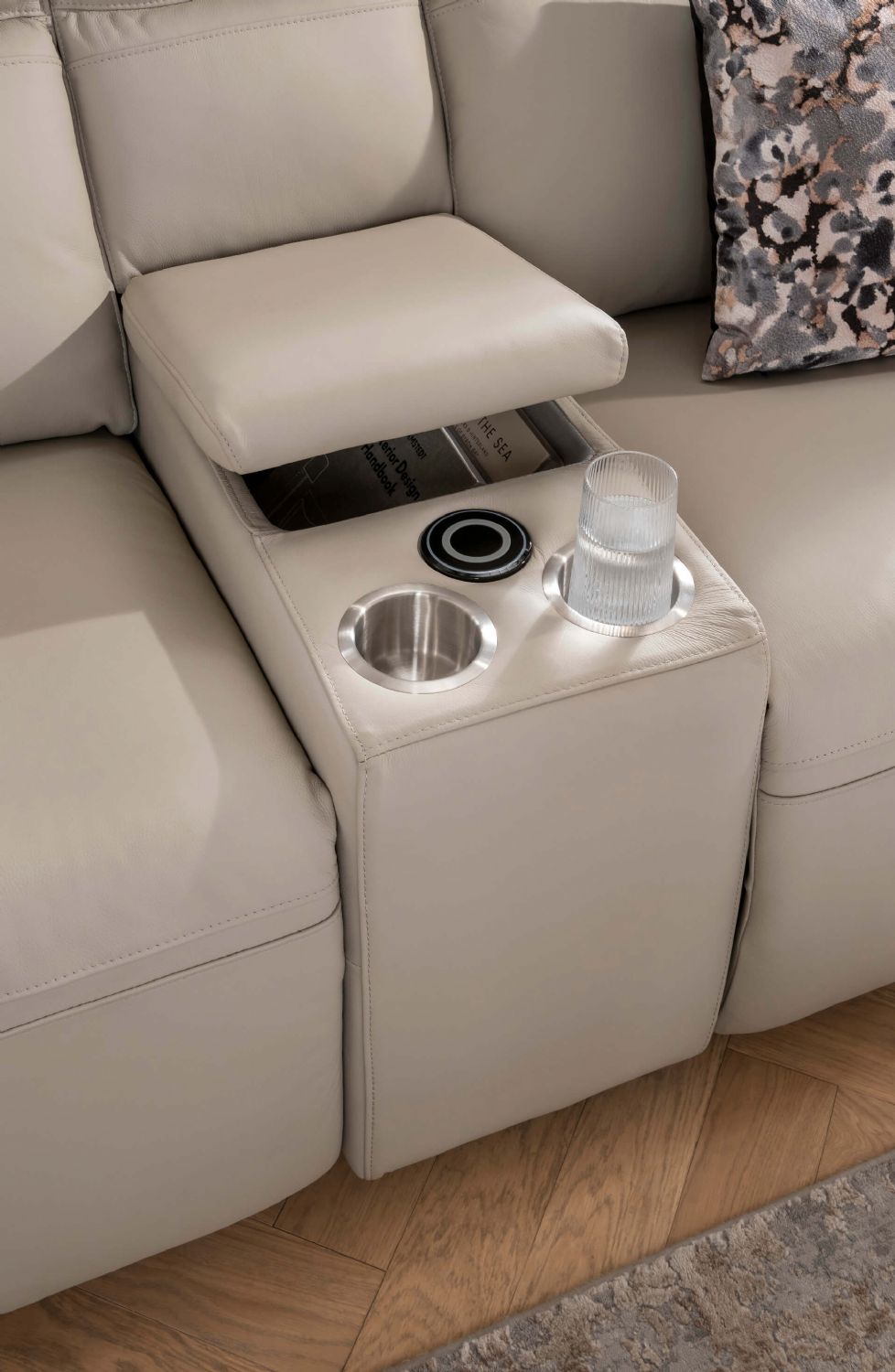 Russo Console Sectional (with usb charger) Stone