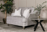 Silver Velvet Fabric 2 Seater Standard Back Snuggle Sofa