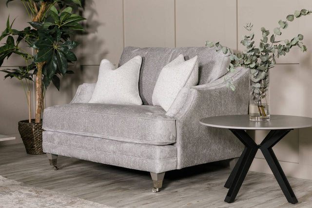 Silver Velvet Fabric 2 Seater Standard Back Snuggle Sofa