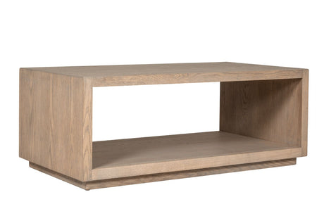 Natural Smoked Oak Low Coffee Table with Shelf