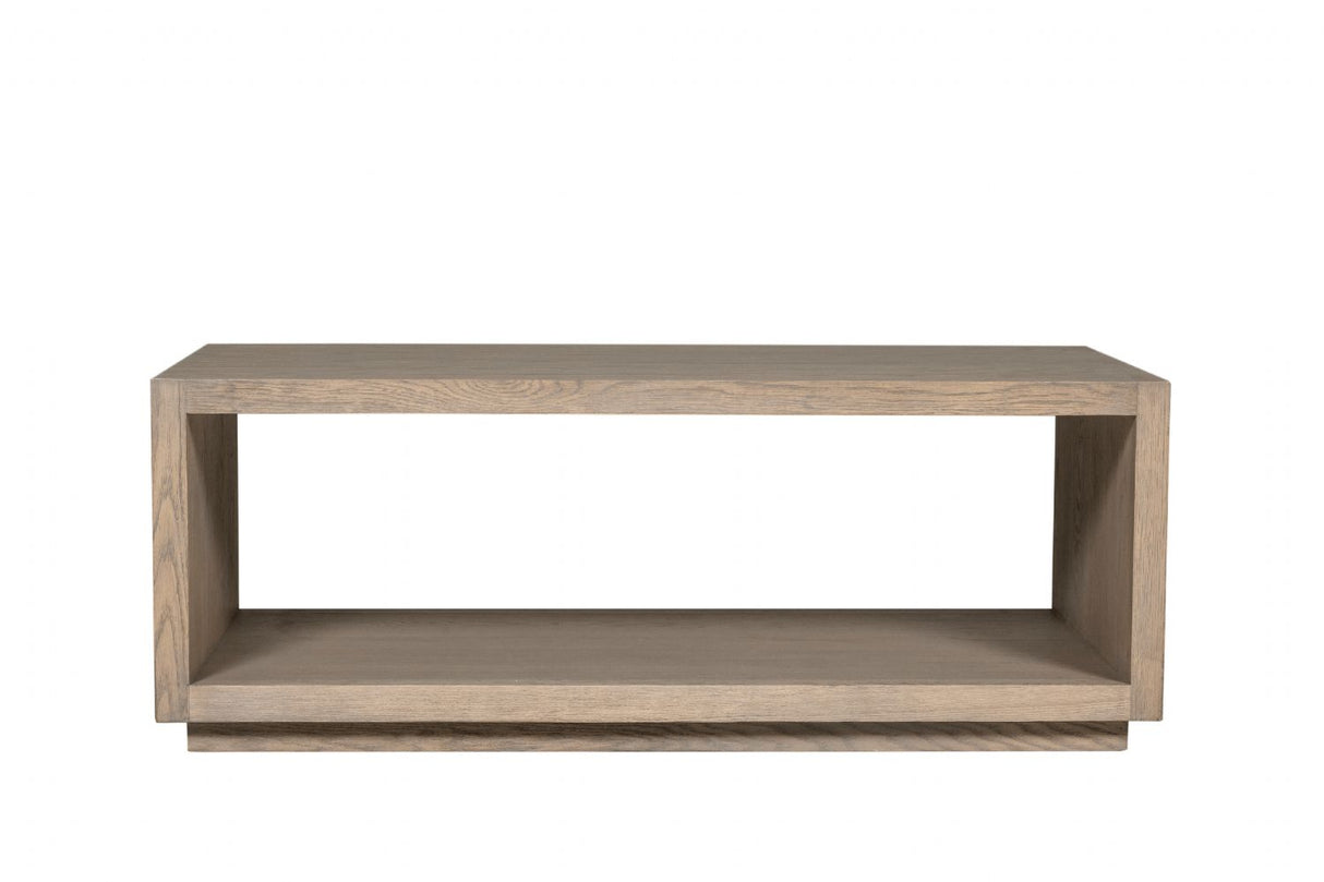 Natural Smoked Oak Low Coffee Table with Shelf