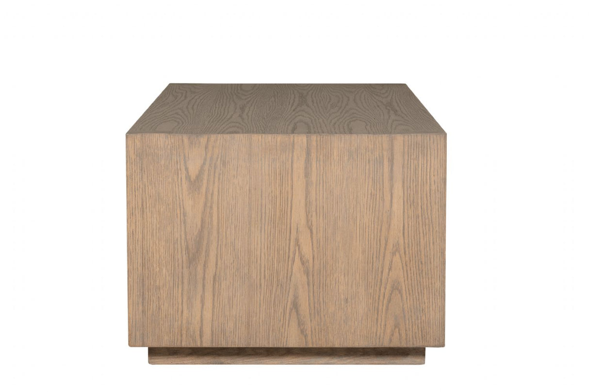 Natural Smoked Oak Low Coffee Table with Shelf
