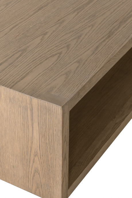 Natural Smoked Oak Low Coffee Table with Shelf