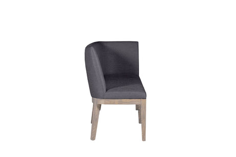 Dark Grey Fabric Long Corner Dining Bench with Oak Legs