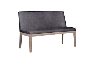 Dark Grey Fabric Short Dining Bench Solid Oak Legs