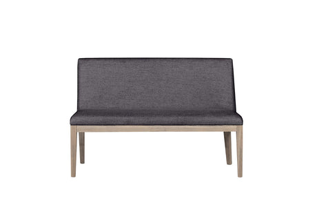 Dark Grey Fabric Short Dining Bench Solid Oak Legs