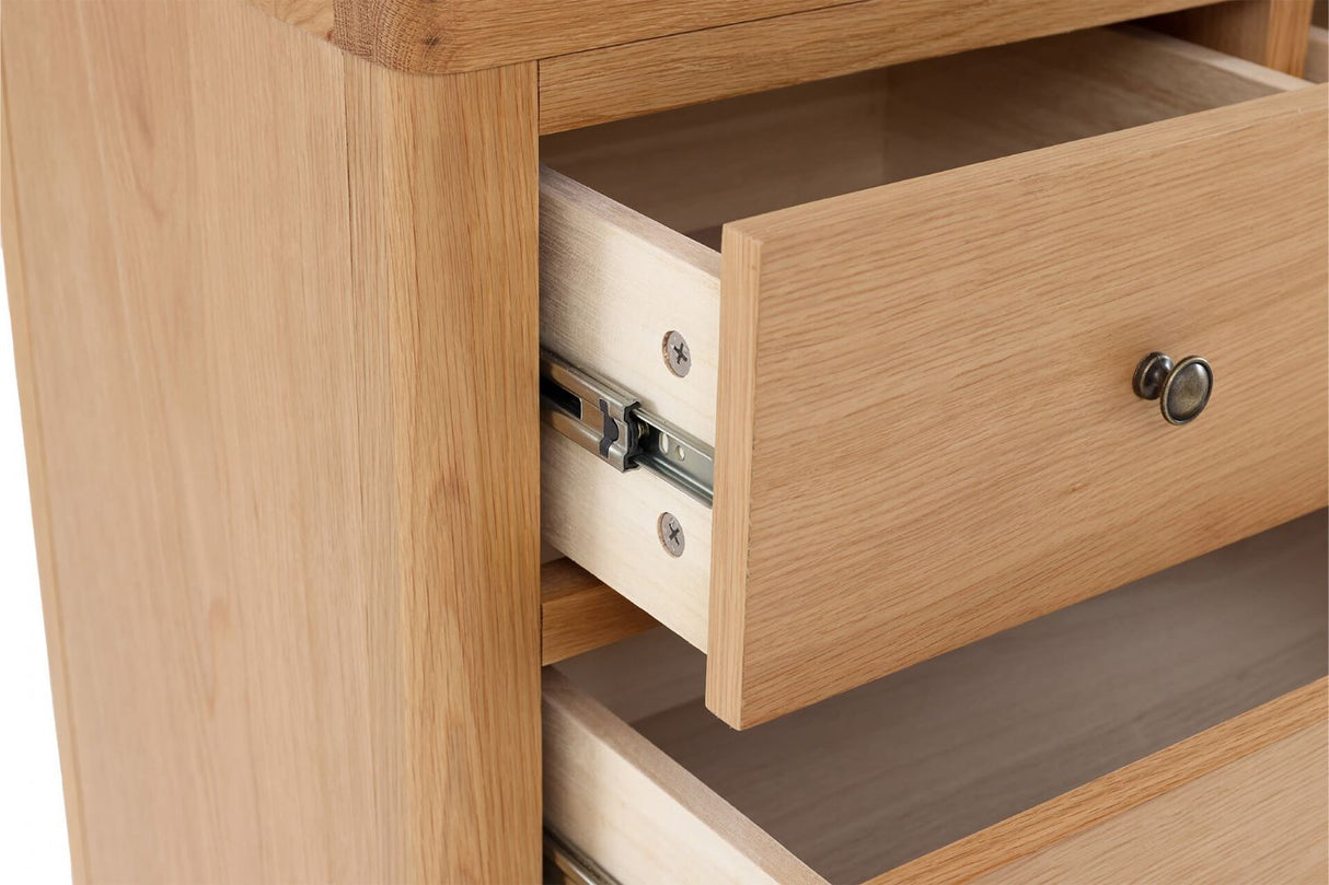 Natural Oak 5 Drawer Tall Chest with Metal Handles