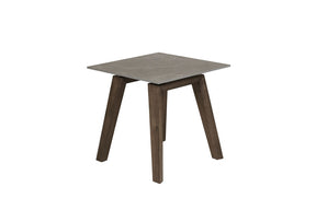 Brown Walnut Wood Sintered Stone Top Square Lamp Table