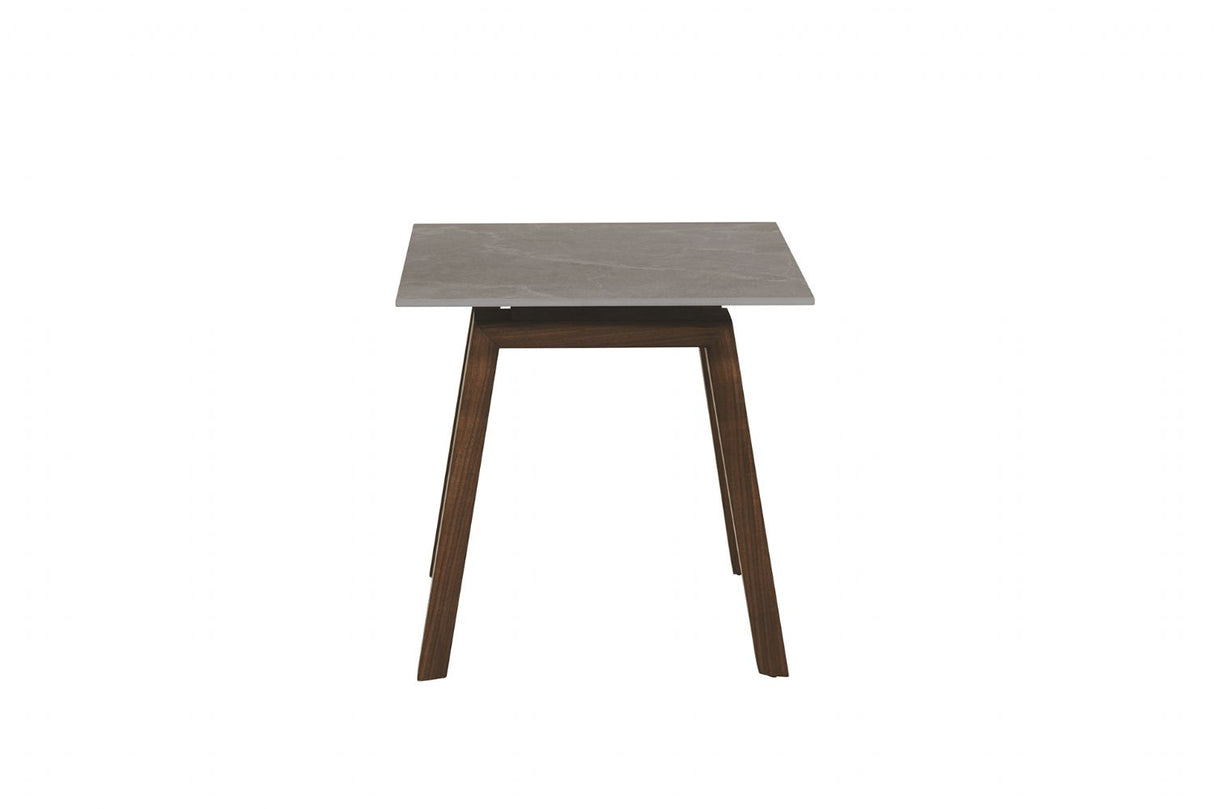 Brown Walnut Wood Sintered Stone Top Square Lamp Table
