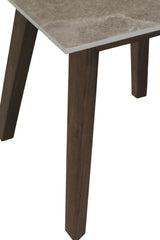Brown Walnut Wood Sintered Stone Top Square Lamp Table