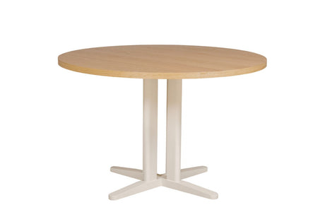 Natural Oak Top Round Dining Table Painted Base 120cm