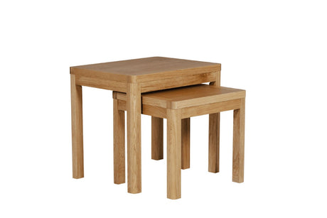 Natural Oak Nest of Tables with Round Edges