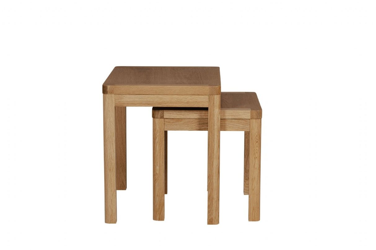 Natural Oak Nest of Tables with Round Edges