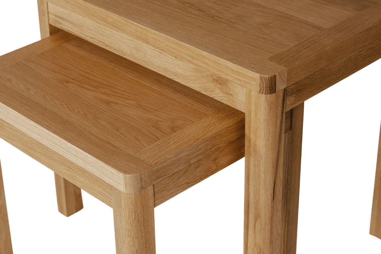 Natural Oak Nest of Tables with Round Edges