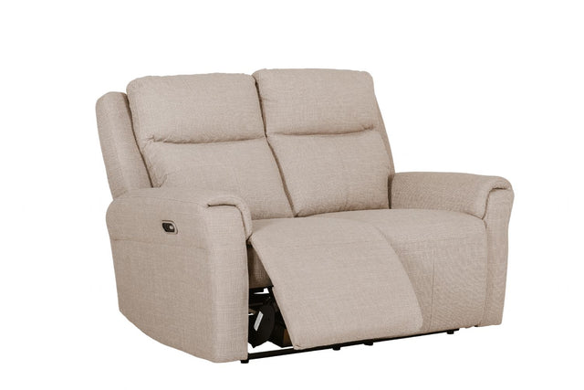 Mushroom Textured Fabric Electric Recliner 2 Seater Sofa