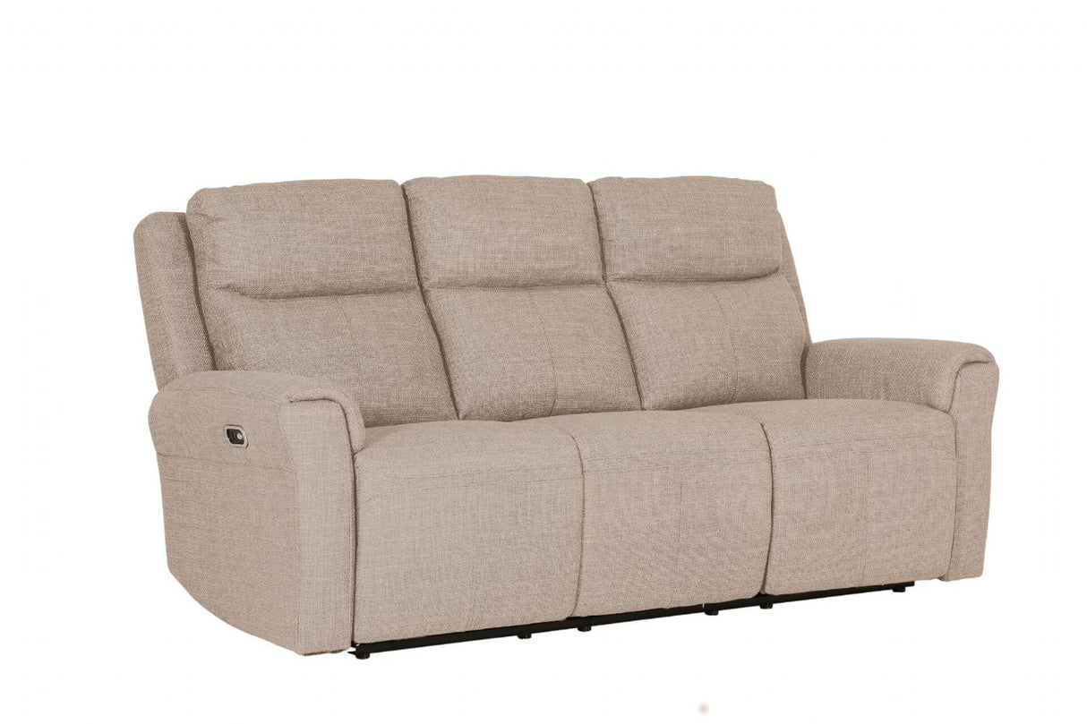 Mushroom Textured Fabric 3 Seater Electric Recliner Sofa