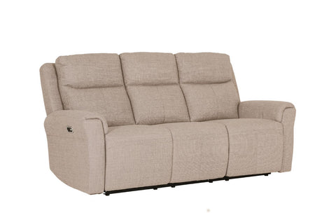 Mushroom Textured Fabric 3 Seater Electric Recliner Sofa