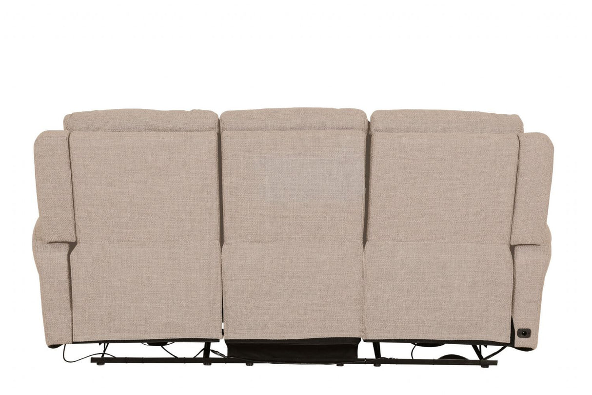 Mushroom Textured Fabric 3 Seater Electric Recliner Sofa