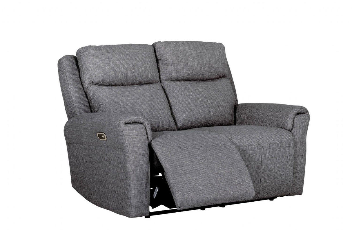 Charcoal Textured Fabric 2 Seater Electric Recliner Sofa