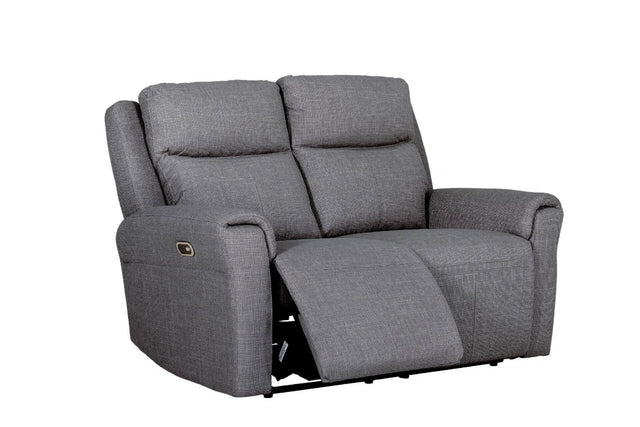 Charcoal Textured Fabric 2 Seater Electric Recliner Sofa