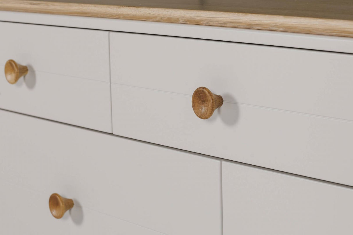 Taupe Oak Wide Chest of 7 Drawers