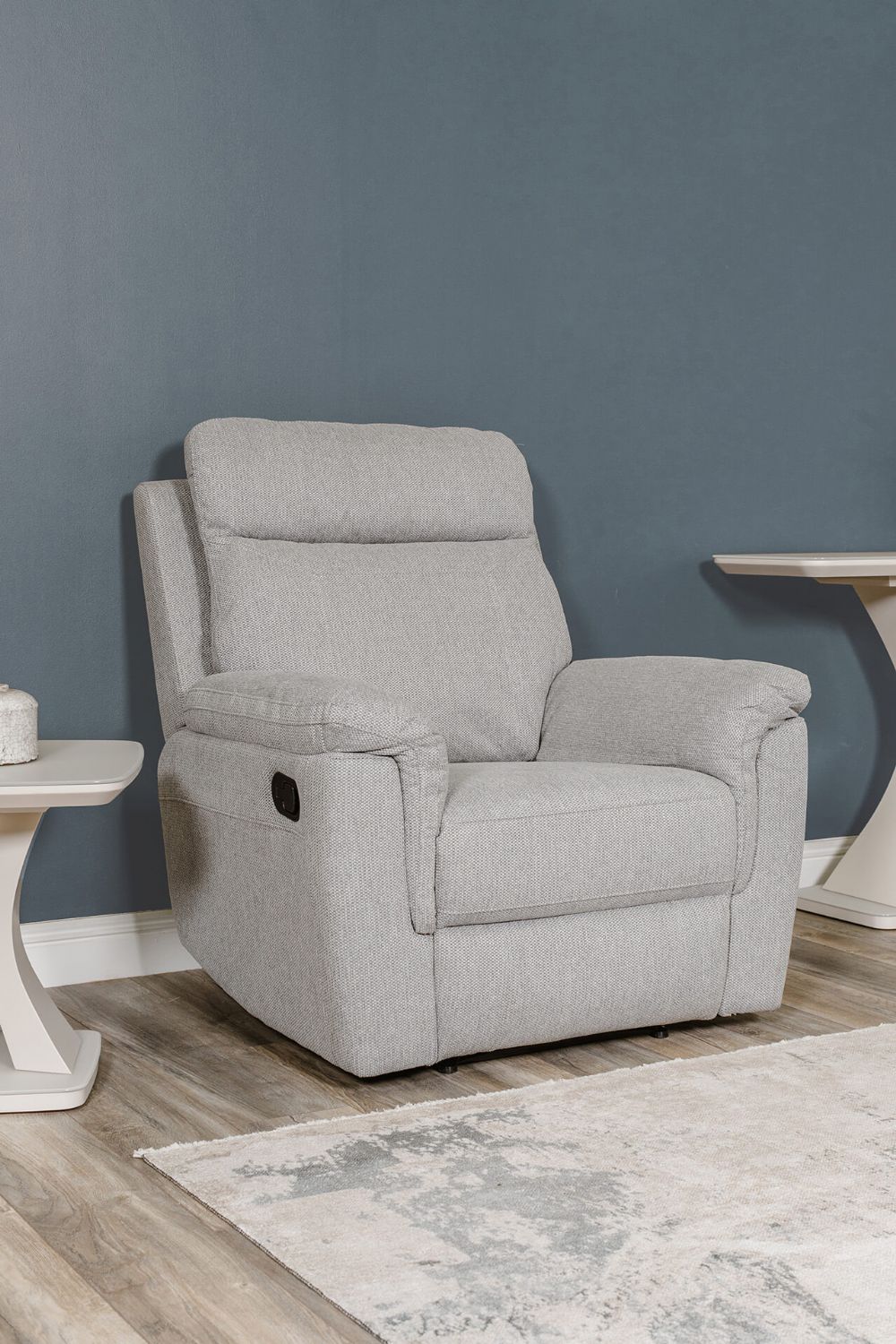 Grey Fabric Manual Recliner with Padded Arms