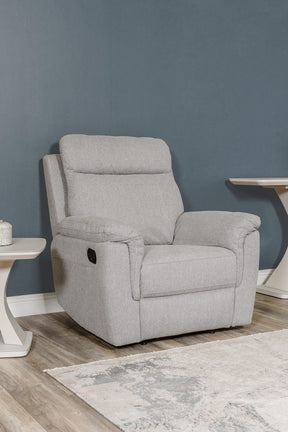 Grey Fabric Manual Recliner with Padded Arms