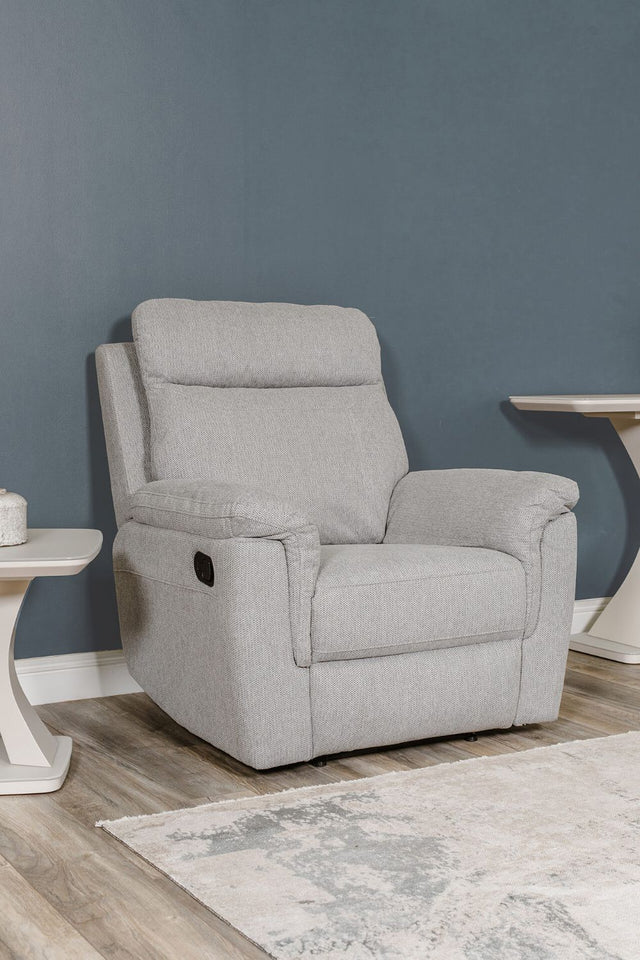 Grey Fabric Manual Recliner with Padded Arms