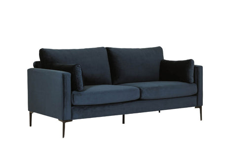 Navy Blue Woven Fabric 3 Seater Sofa Metal Legs