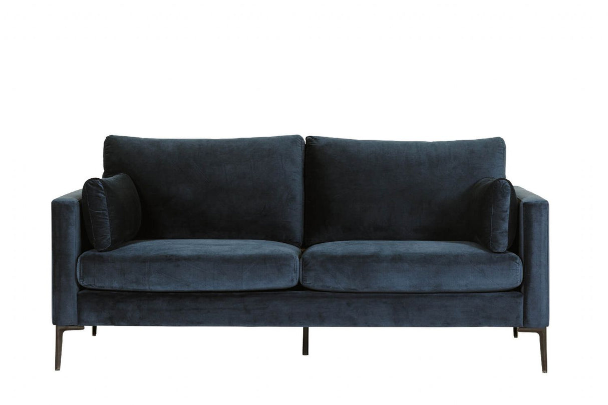 Navy Blue Woven Fabric 3 Seater Sofa Metal Legs