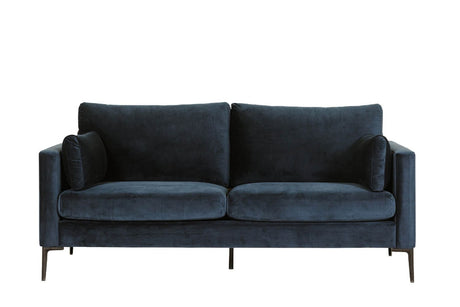 Navy Blue Woven Fabric 3 Seater Sofa Metal Legs