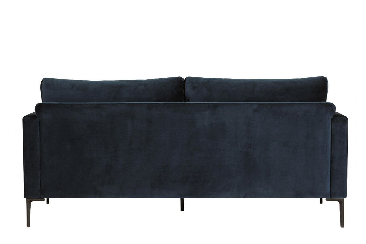Navy Blue Woven Fabric 3 Seater Sofa Metal Legs