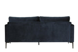Navy Blue Woven Fabric 3 Seater Sofa Metal Legs