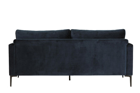 Navy Blue Woven Fabric 3 Seater Sofa Metal Legs