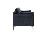 Navy Blue Woven Fabric 3 Seater Sofa Metal Legs