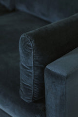Navy Blue Woven Fabric 3 Seater Sofa Metal Legs