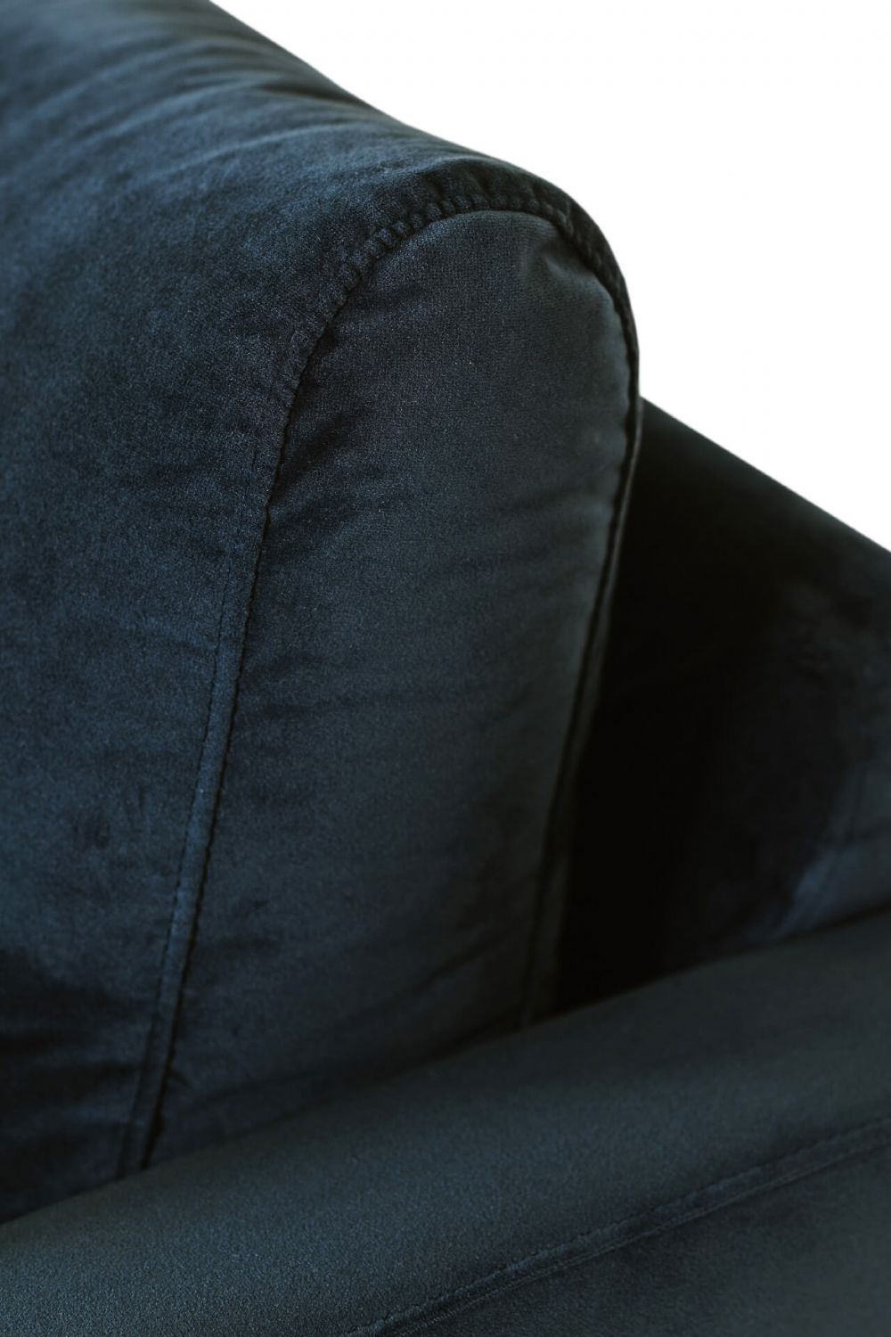 Navy Blue Woven Fabric 3 Seater Sofa Metal Legs