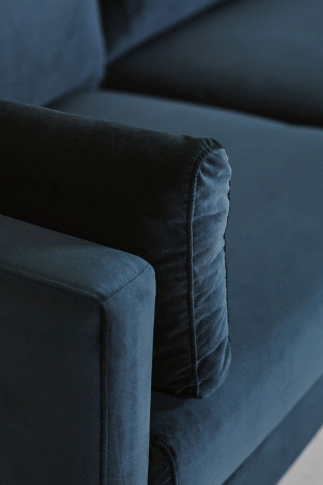 Navy Blue Woven Fabric 3 Seater Sofa Metal Legs
