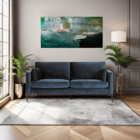 Navy Blue Woven Fabric 3 Seater Sofa Metal Legs