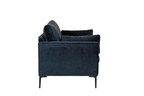 Navy Blue Velvet Fabric 2 Seater Sofa with Metal Legs
