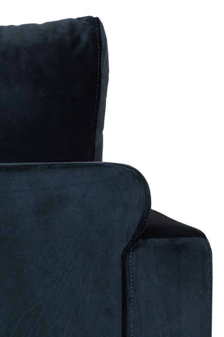 Navy Blue Velvet Fabric 2 Seater Sofa with Metal Legs