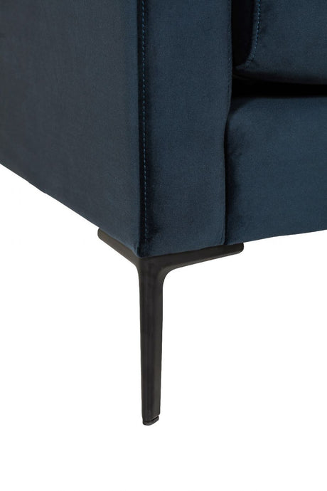 Navy Blue Velvet Fabric 2 Seater Sofa with Metal Legs