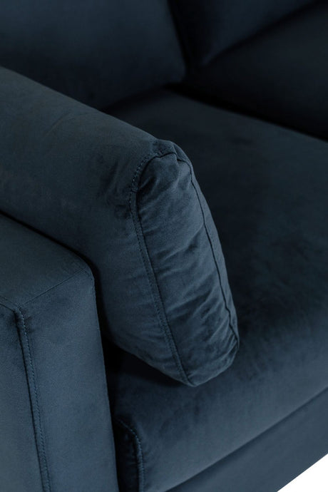 Navy Blue Velvet Fabric 2 Seater Sofa with Metal Legs
